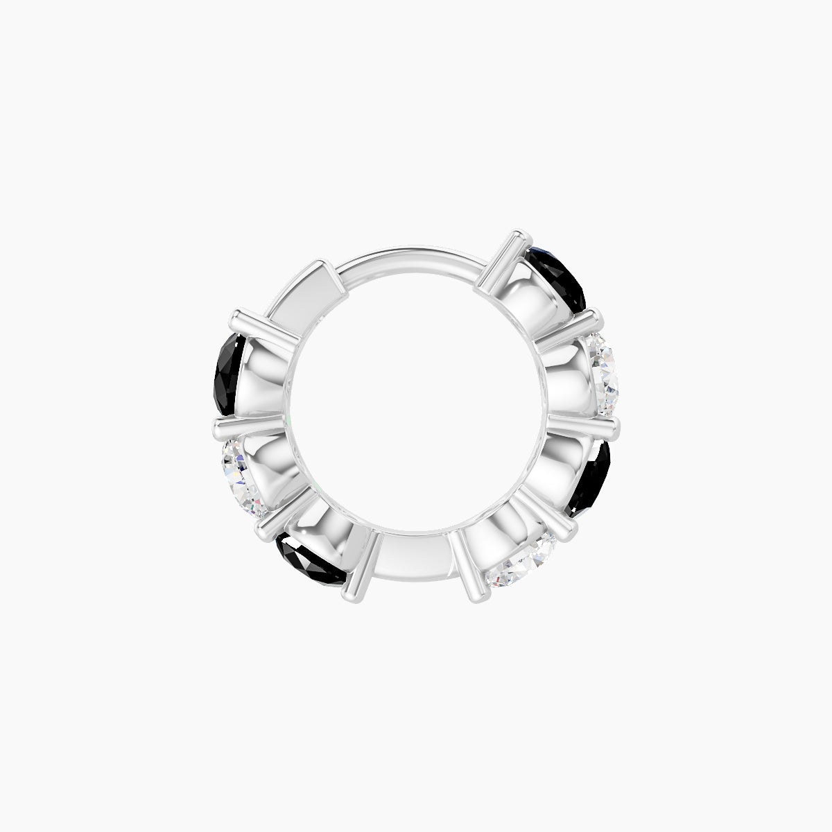 Diana | 18k White Gold 6.5 mm Black Diamond & Diamond Hoop Piercing