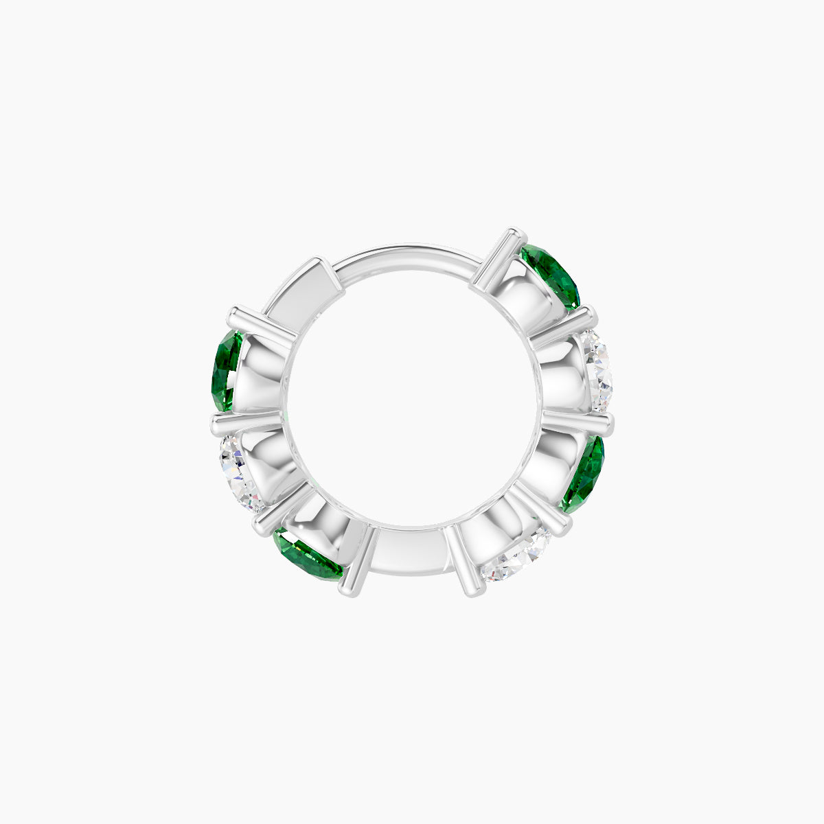 Diana | 18k White Gold 6.5 mm Emerald & Diamond Hoop Piercing
