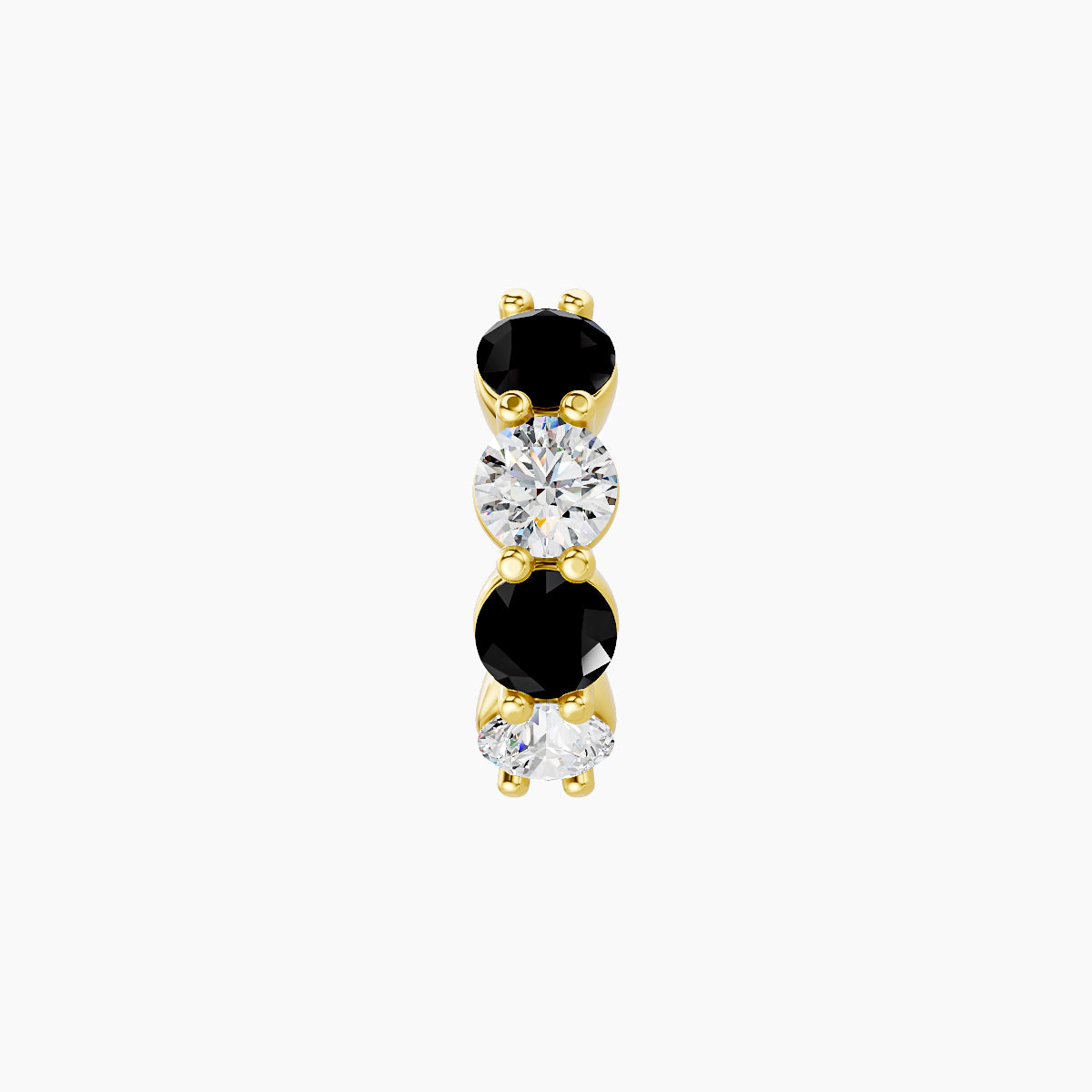 Diana | 18k Yellow Gold 6.5 mm Black Diamond & Diamond Hoop Piercing