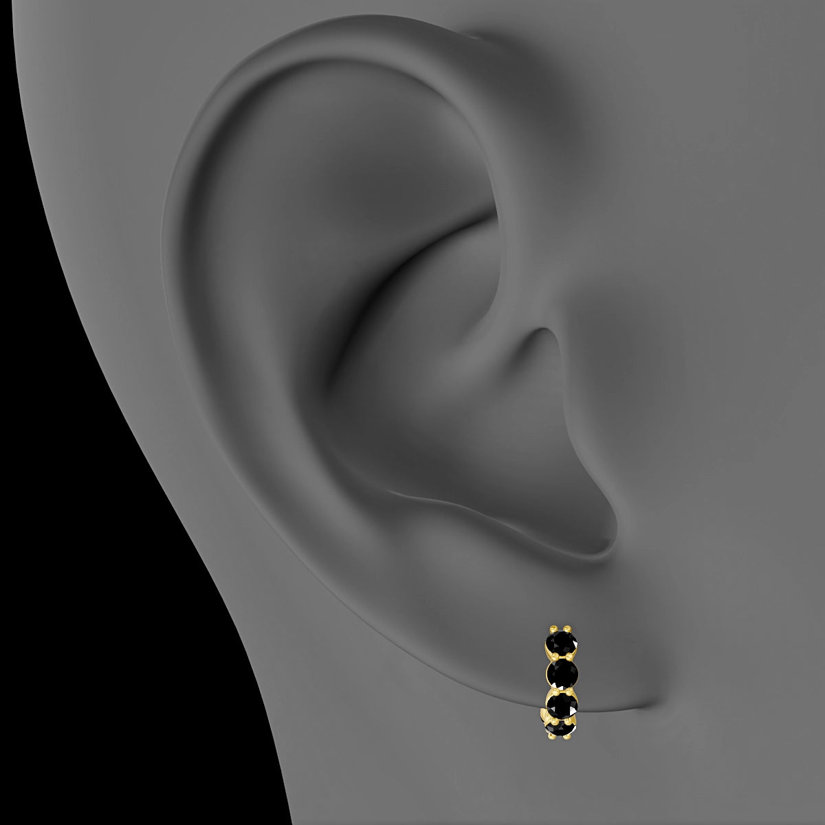 Diana | 18k Yellow Gold 6.5 mm Black Diamond Hoop Piercing