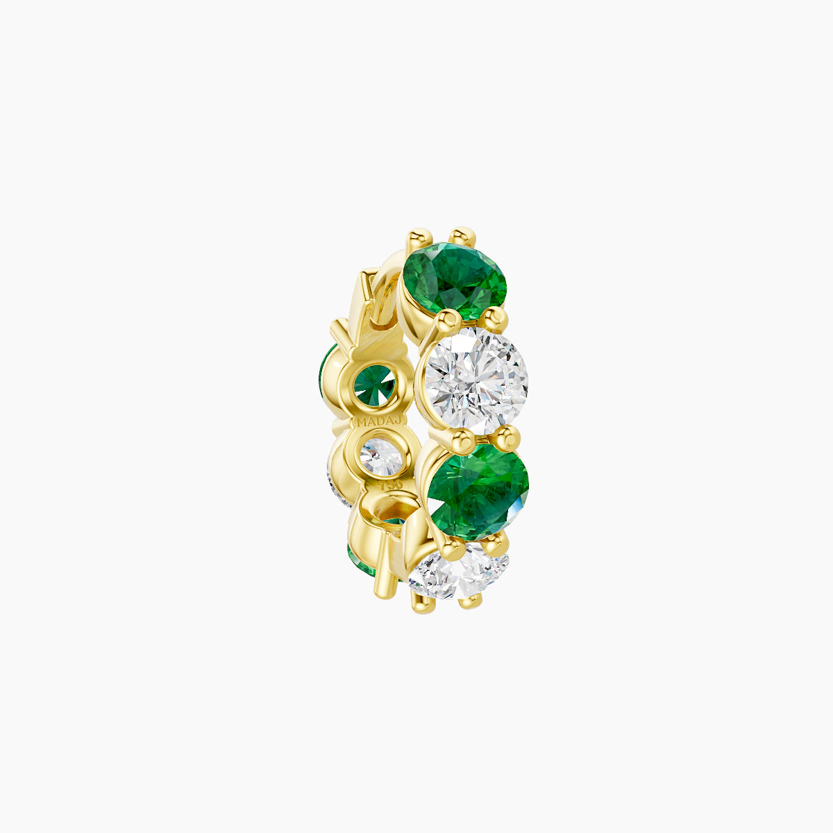Diana | 18k Yellow Gold 6.5 mm Emerald & Diamond Hoop Piercing