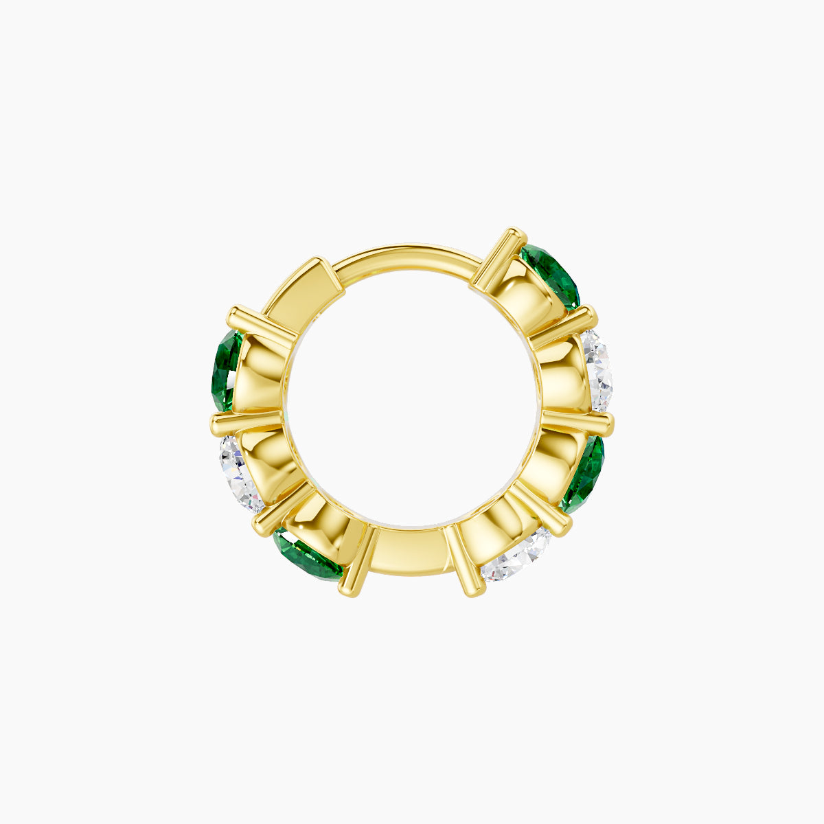 Diana | 18k Yellow Gold 6.5 mm Emerald & Diamond Hoop Piercing