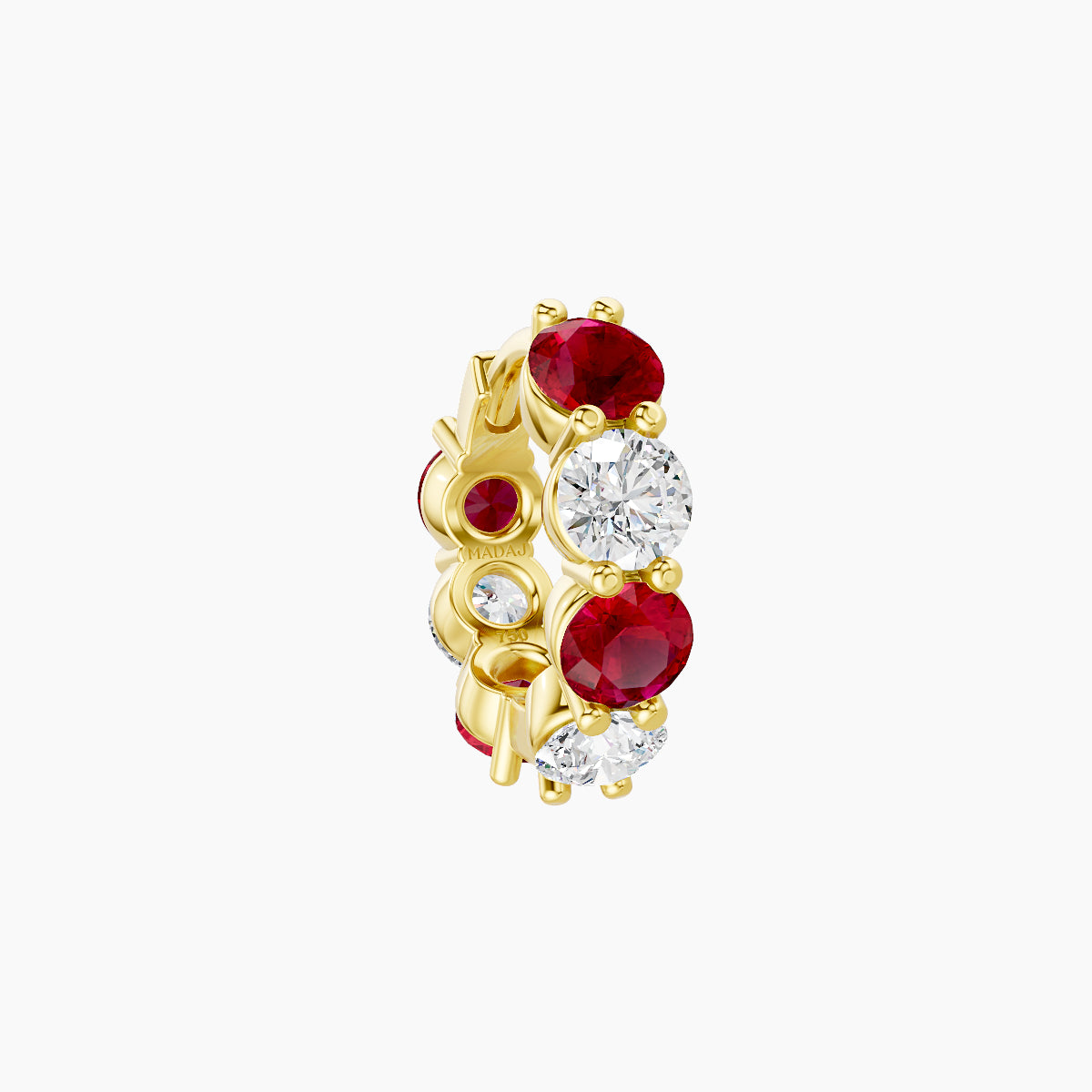 Diana | 18k Yellow Gold 6.5 mm Ruby & Diamond Hoop Piercing