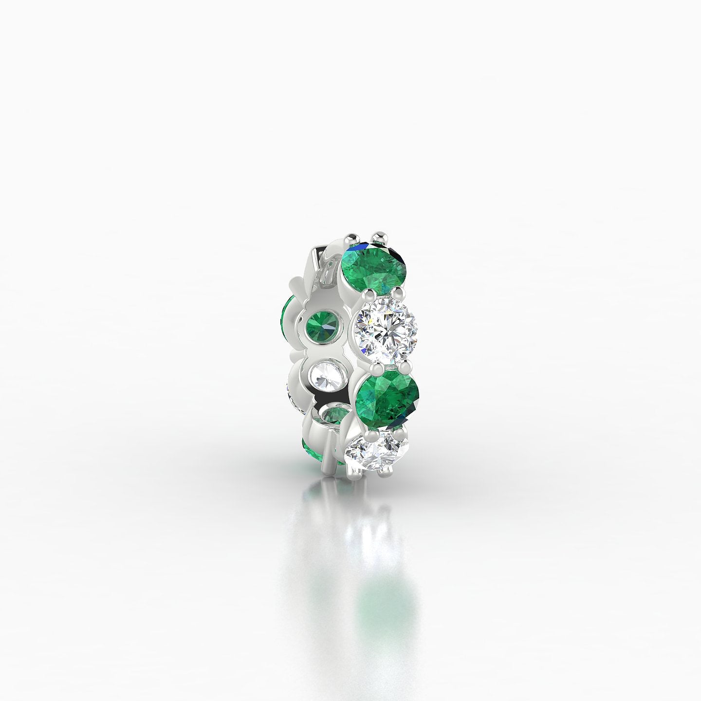 Diana | 18k White Gold 6.5 mm Emerald & Diamond Hoop Piercing