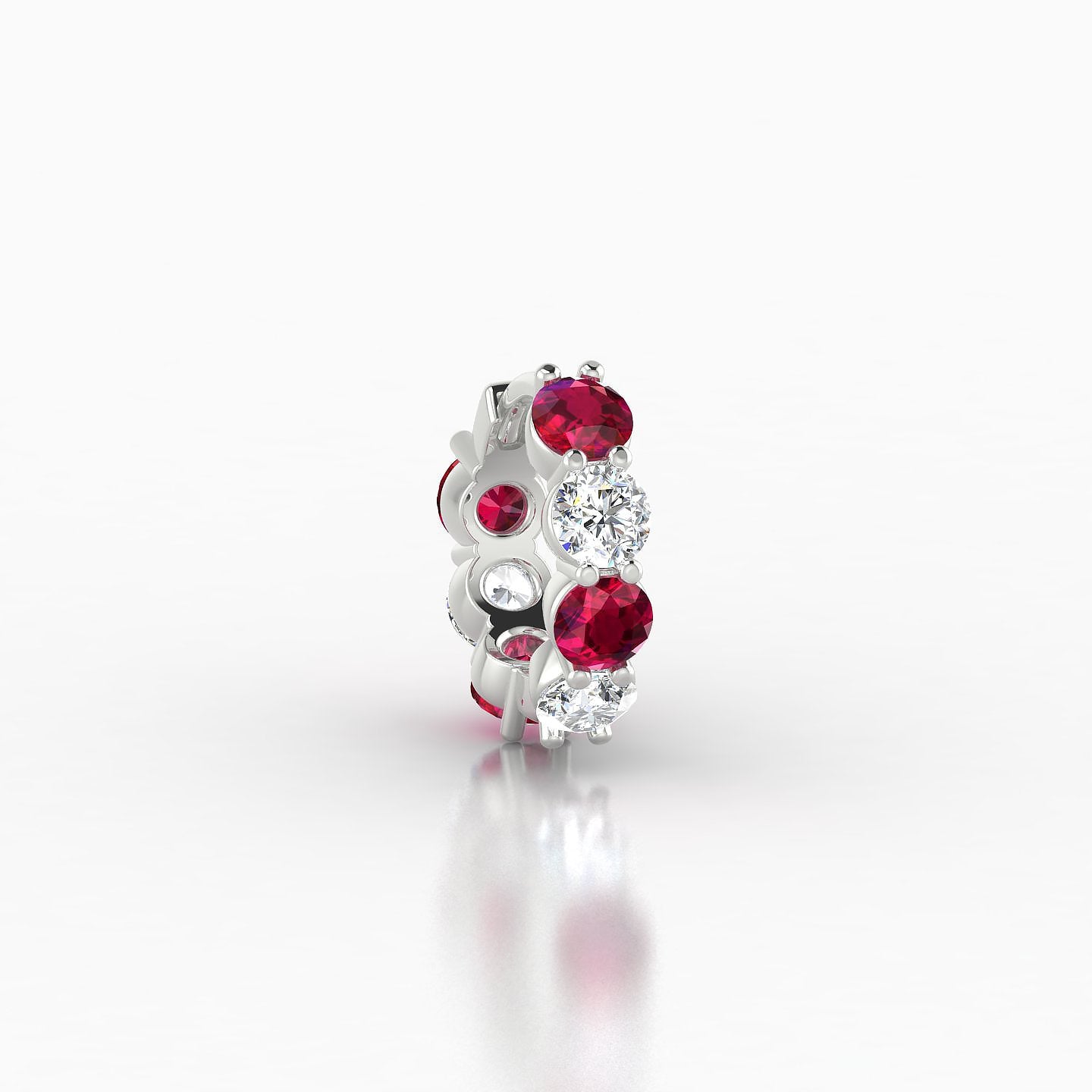 Diana | 18k White Gold 6.5 mm Ruby & Diamond Hoop Piercing