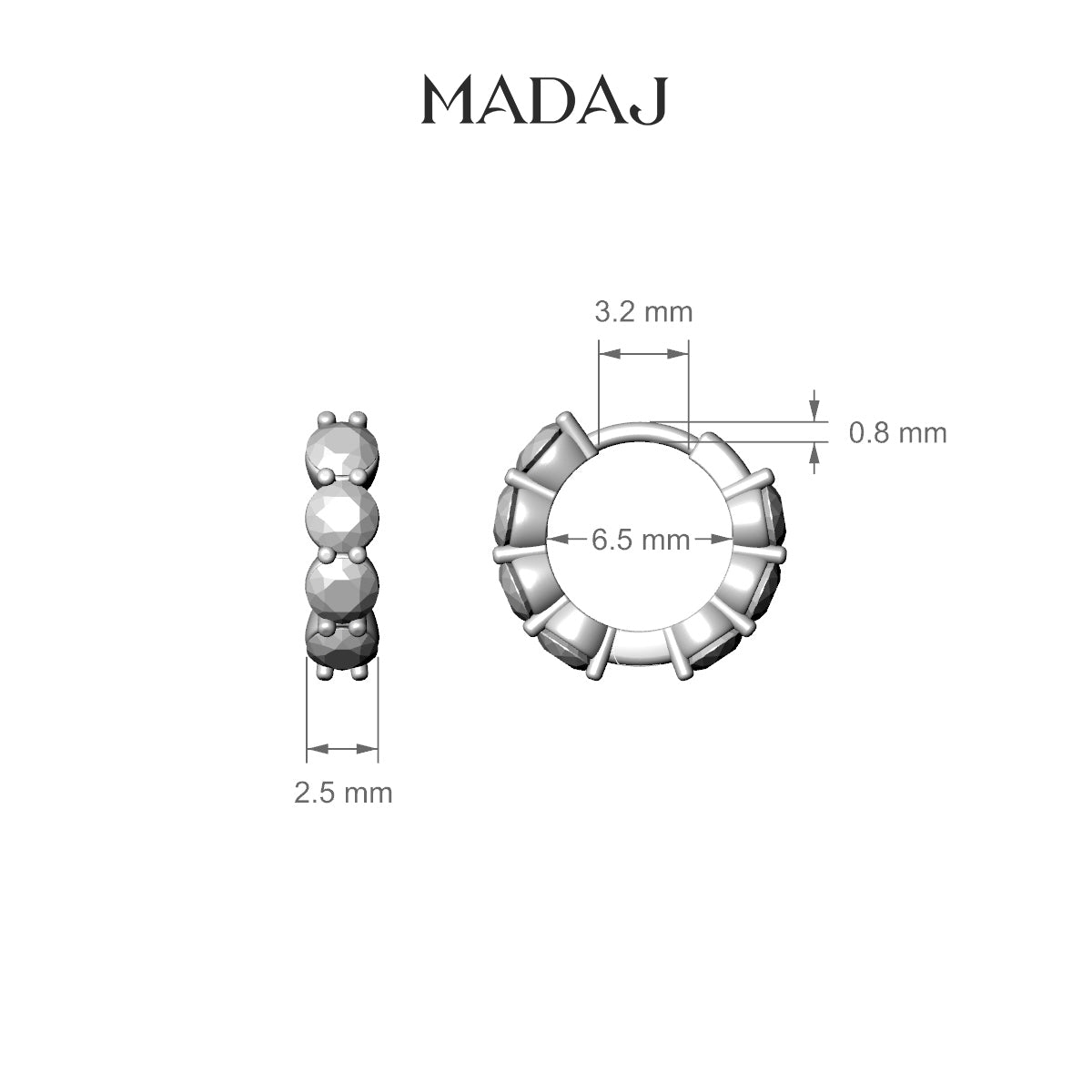 Diana | 18k White Gold 6.5 mm Emerald & Diamond Hoop Piercing