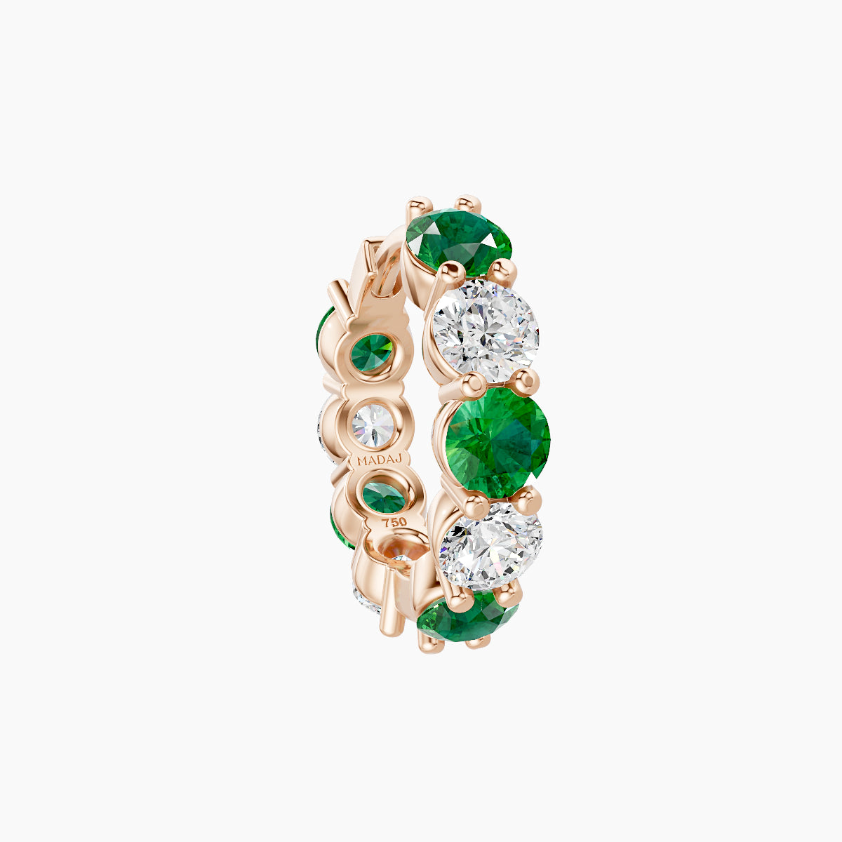 Diana | 18k Rose Gold 8 mm Emerald & Diamond Hoop Piercing