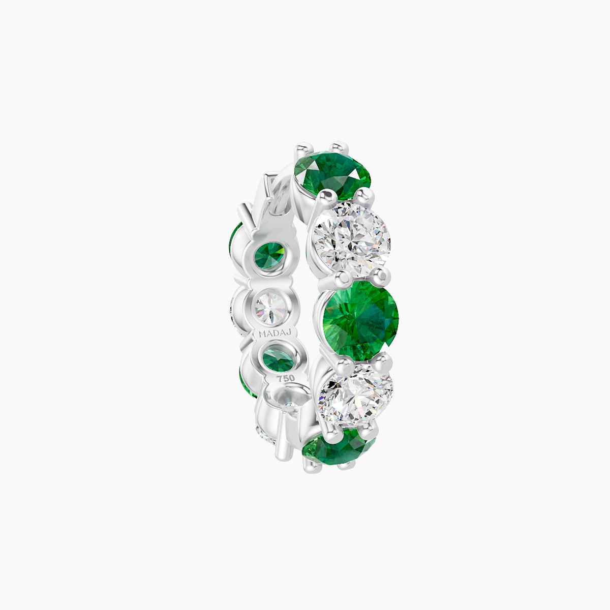 Diana | 18k White Gold 8 mm Emerald & Diamond Hoop Piercing