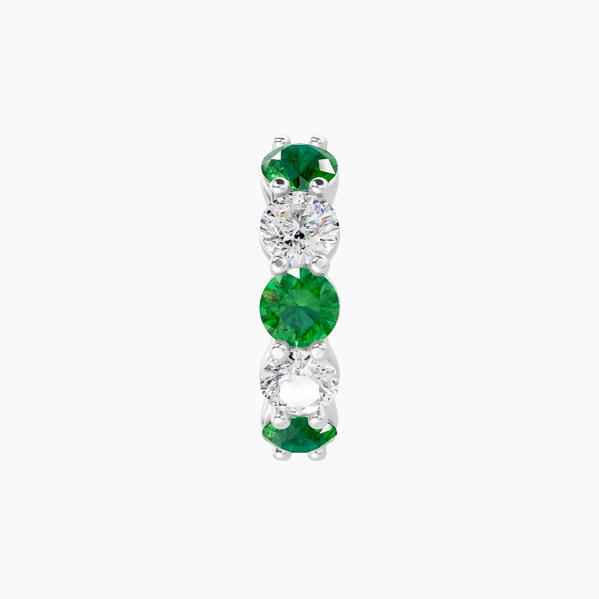 Diana | 18k White Gold 8 mm Emerald & Diamond Hoop Piercing