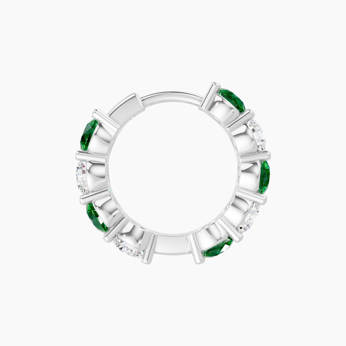 Diana | 18k White Gold 8 mm Emerald & Diamond Hoop Piercing