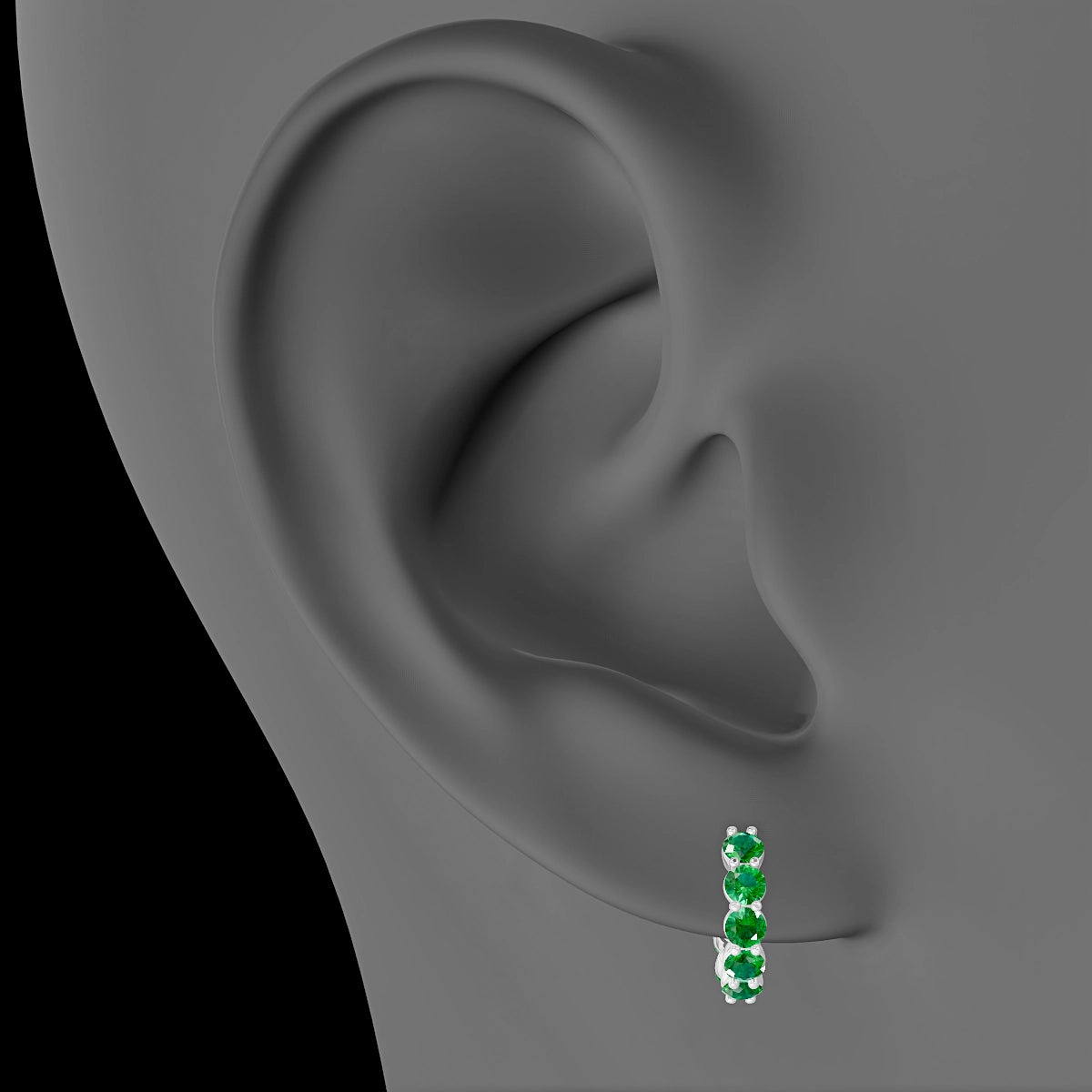 Diana | 18k White Gold 8 mm Emerald Hoop Piercing