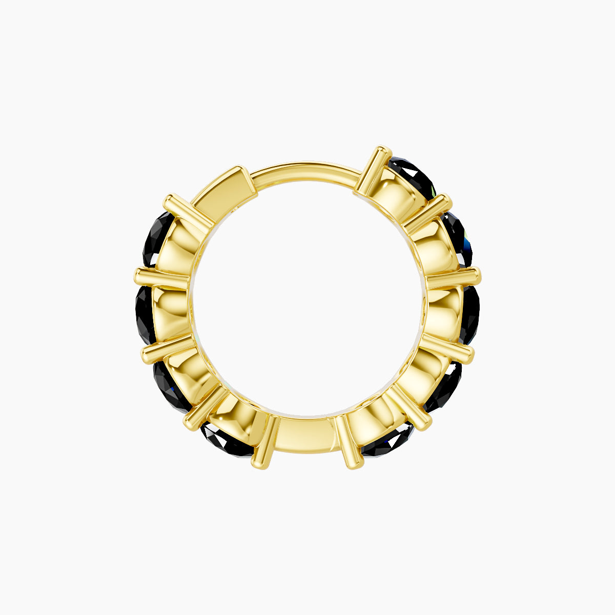 Diana | 18k Yellow Gold 8 mm Black Diamond Hoop Piercing