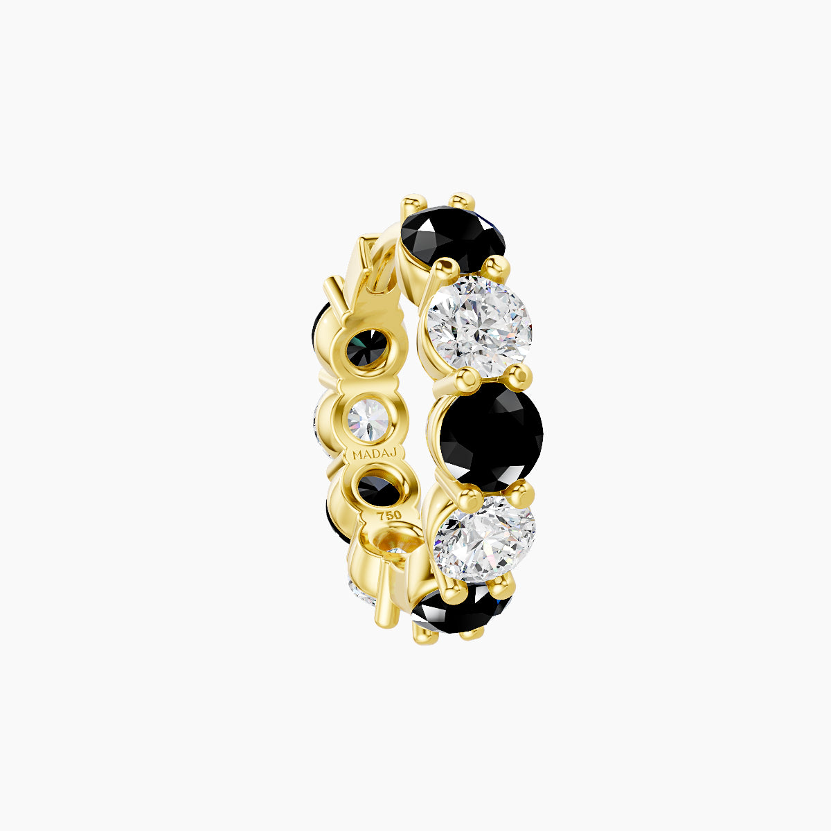 Diana | 18k Yellow Gold 8 mm Black Diamond & Diamond Hoop Piercing