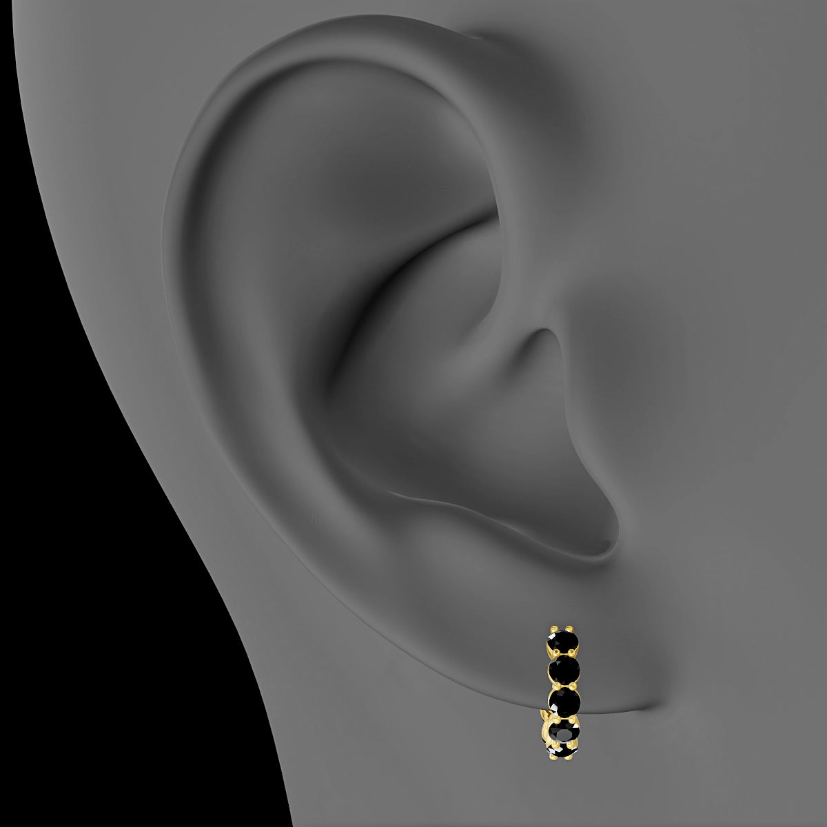 Diana | 18k Yellow Gold 8 mm Black Diamond Hoop Piercing