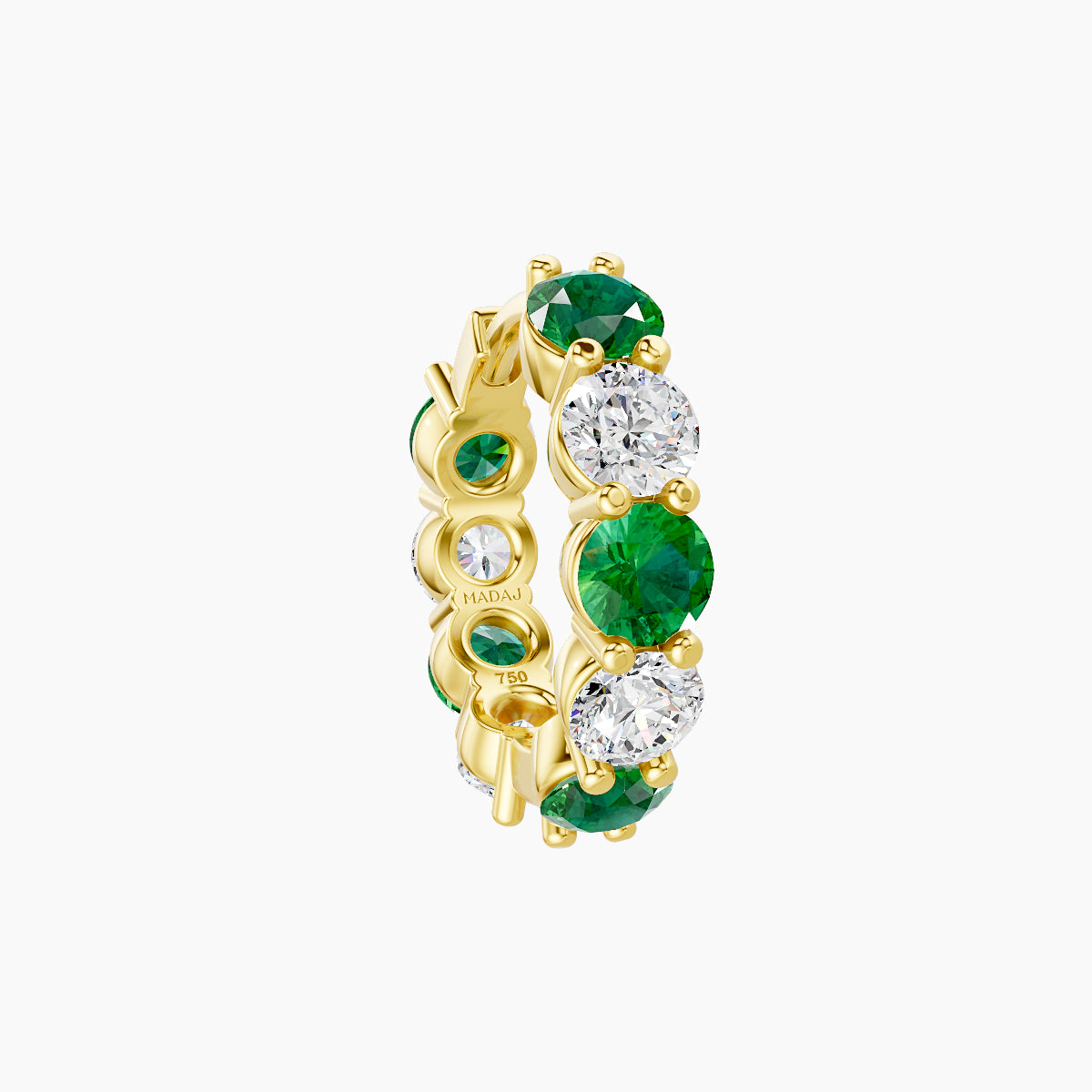 Diana | 18k Yellow Gold 8 mm Emerald & Diamond Hoop Piercing
