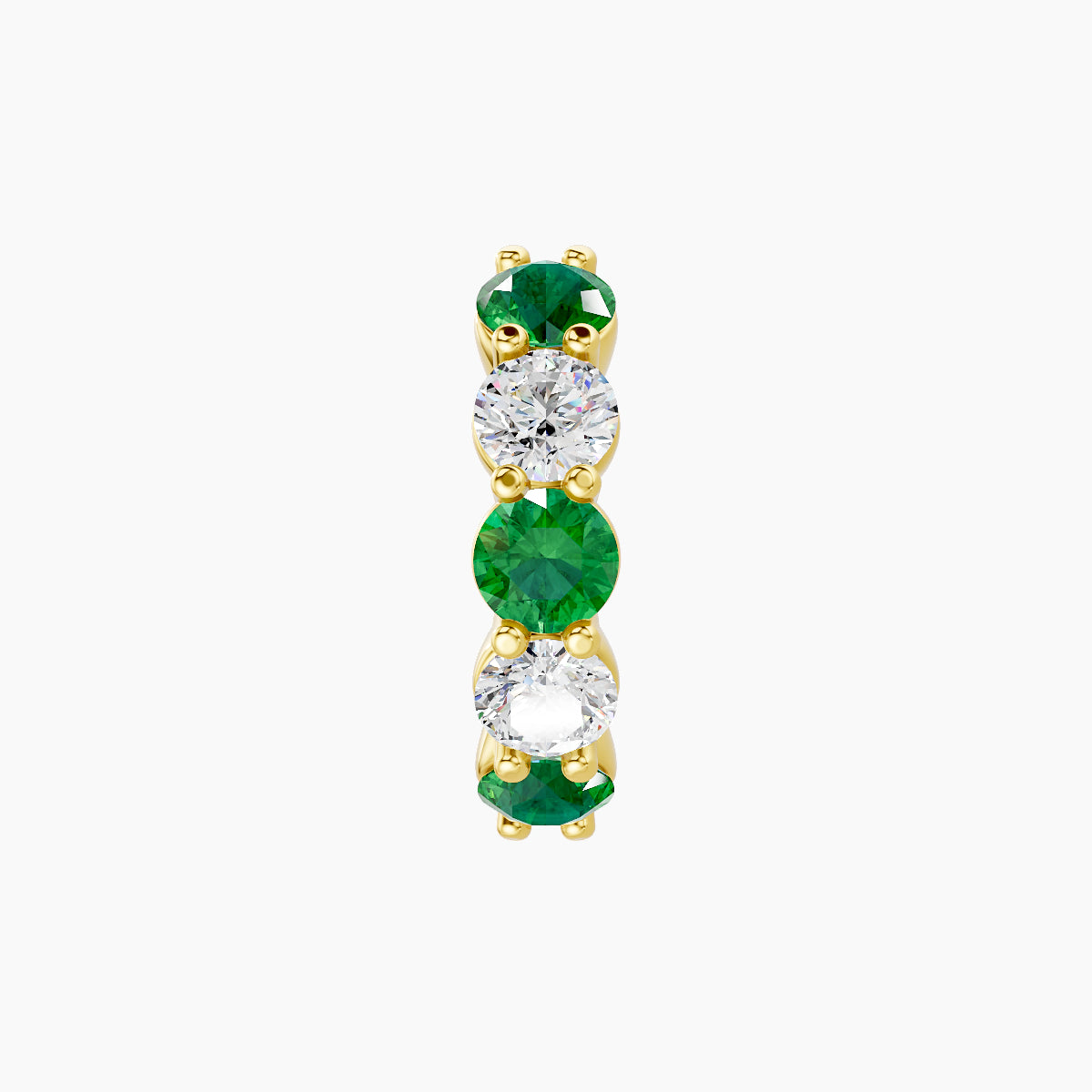 Diana | 18k Yellow Gold 8 mm Emerald & Diamond Hoop Piercing