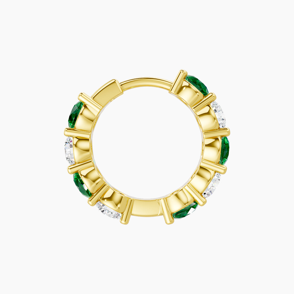 Diana | 18k Yellow Gold 8 mm Emerald & Diamond Hoop Piercing