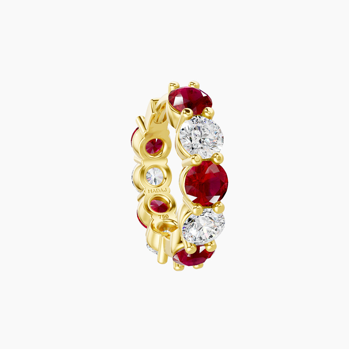 Diana | 18k Yellow Gold 8 mm Ruby & Diamond Hoop Piercing