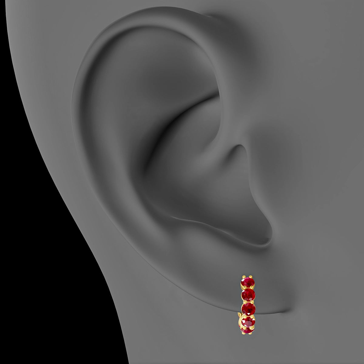 Diana | 18k Yellow Gold 8 mm Ruby Hoop Piercing