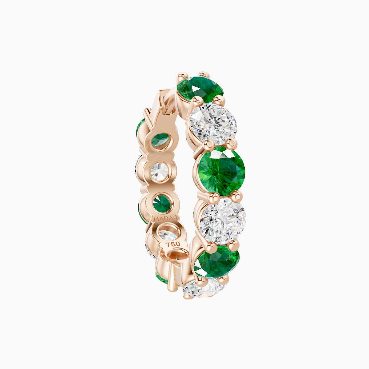 Diana | 18k Rose Gold 9.5 mm Emerald & Diamond Hoop Piercing