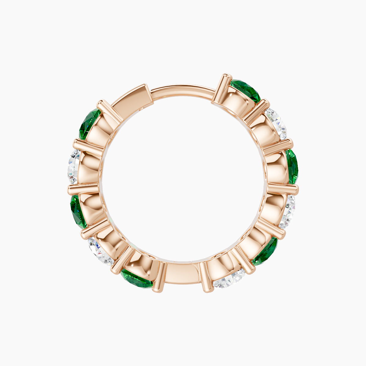 Diana | 18k Rose Gold 9.5 mm Emerald & Diamond Hoop Piercing