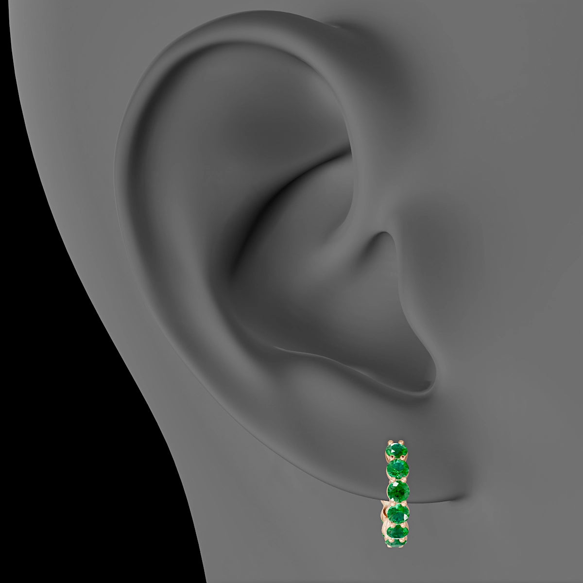 Diana | 18k Rose Gold 9.5 mm Emerald Hoop Piercing