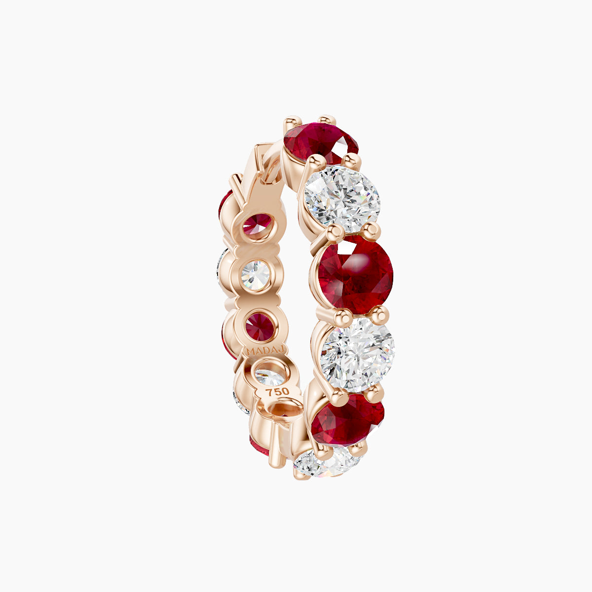 Diana | 18k Rose Gold 9.5 mm Ruby & Diamond Hoop Piercing