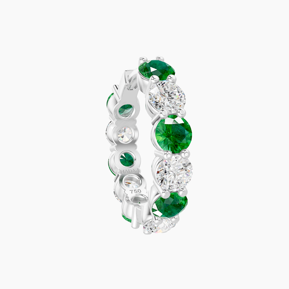 Diana | 18k White Gold 9.5 mm Emerald & Diamond Hoop Piercing