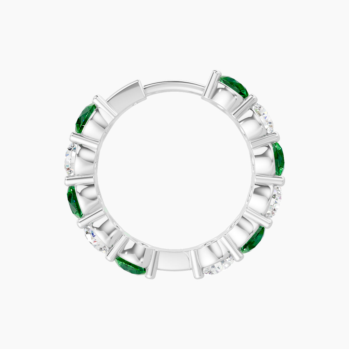 Diana | 18k White Gold 9.5 mm Emerald & Diamond Hoop Piercing
