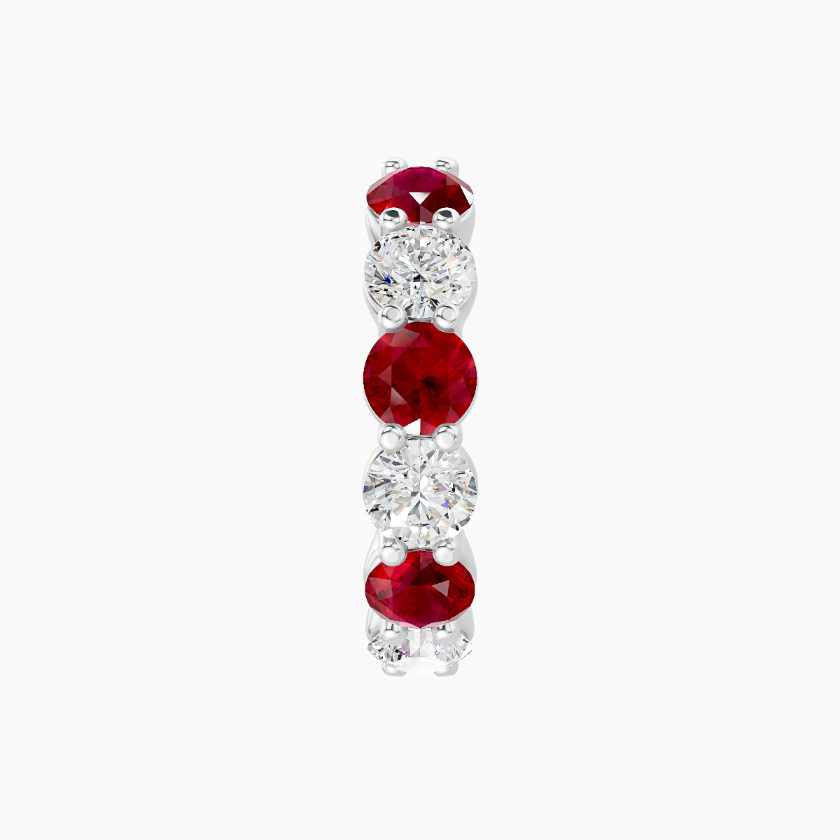 Diana | 18k White Gold 9.5 mm Ruby & Diamond Hoop Piercing