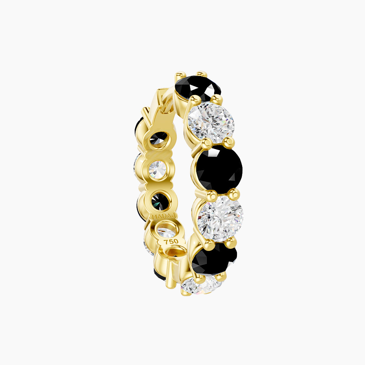 Diana | 18k Yellow Gold 9.5 mm Black Diamond & Diamond Hoop Piercing