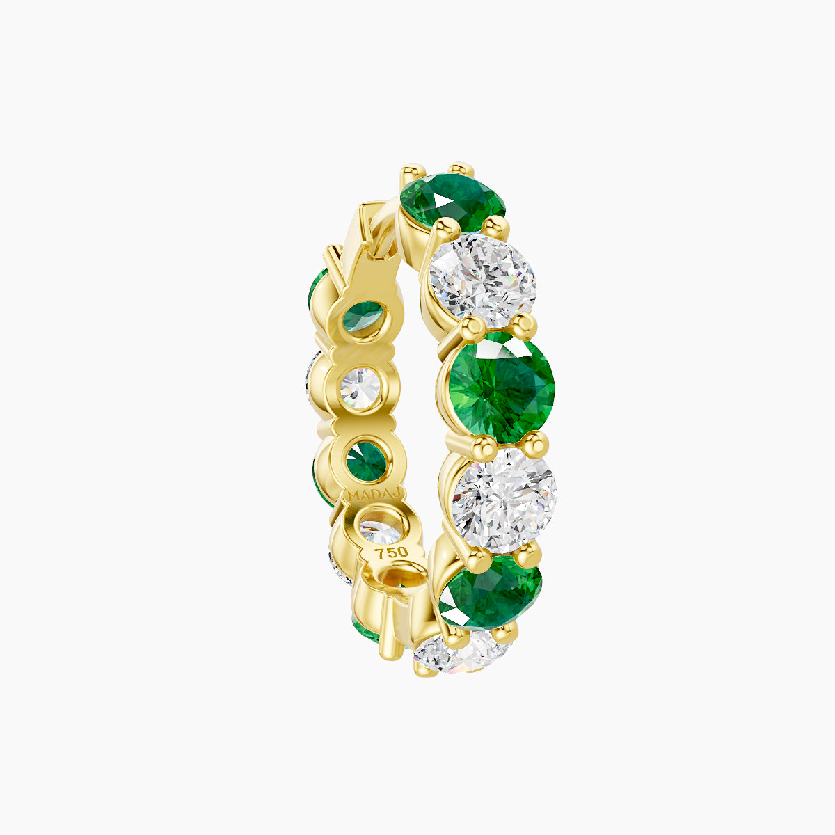 Diana | 18k Yellow Gold 9.5 mm Emerald & Diamond Hoop Piercing
