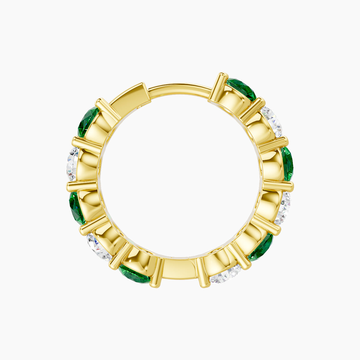 Diana | 18k Yellow Gold 9.5 mm Emerald & Diamond Hoop Piercing