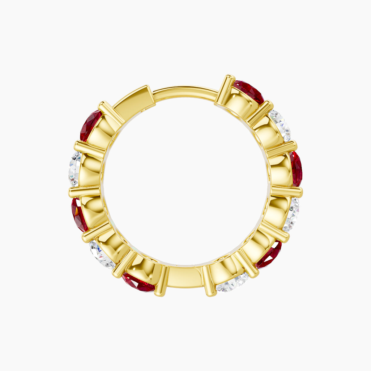 Diana | 18k Yellow Gold 9.5 mm Ruby & Diamond Hoop Piercing