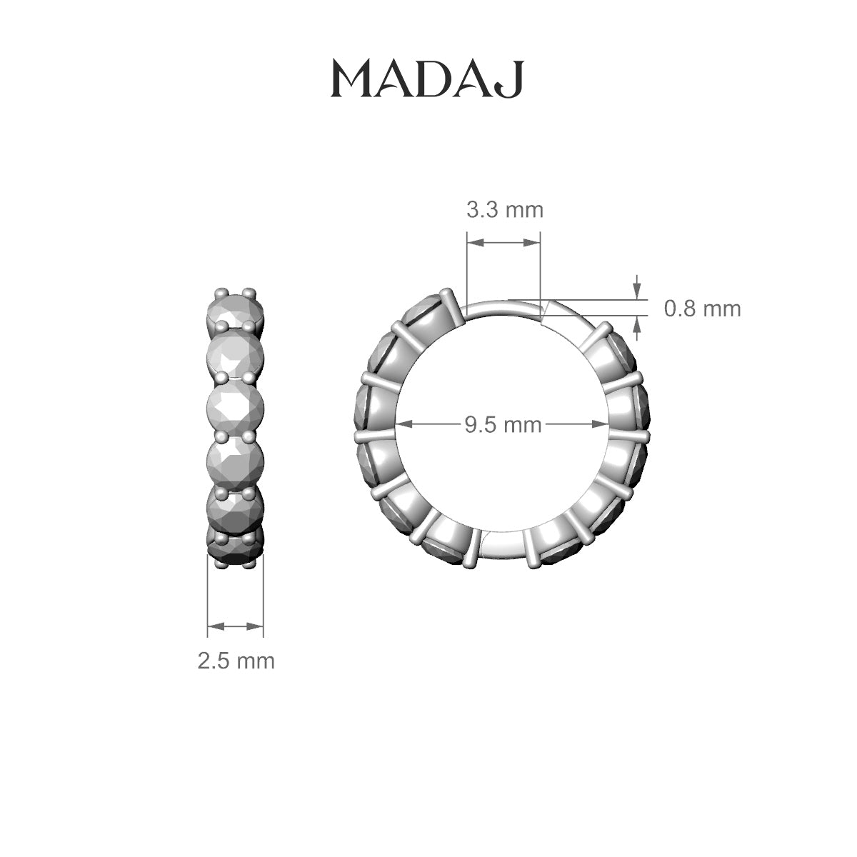 Diana | 18k Yellow Gold 9.5 mm Emerald & Diamond Hoop Piercing