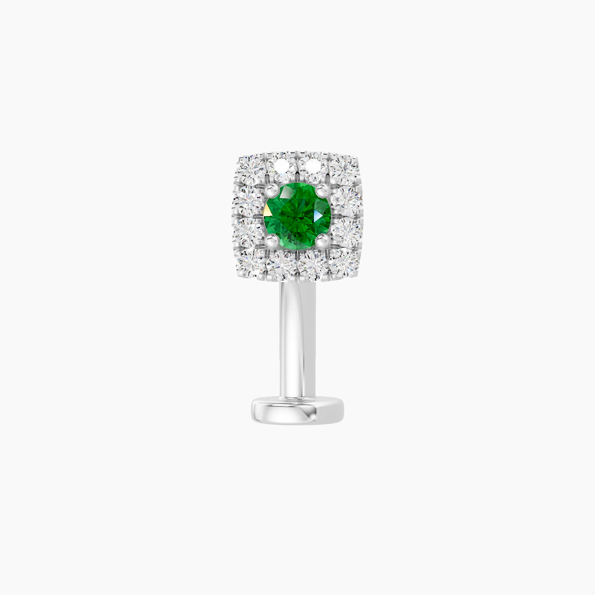 Diane | 18k White Gold 10 mm 5 mm Emerald & Diamond Floating Navel Piercing