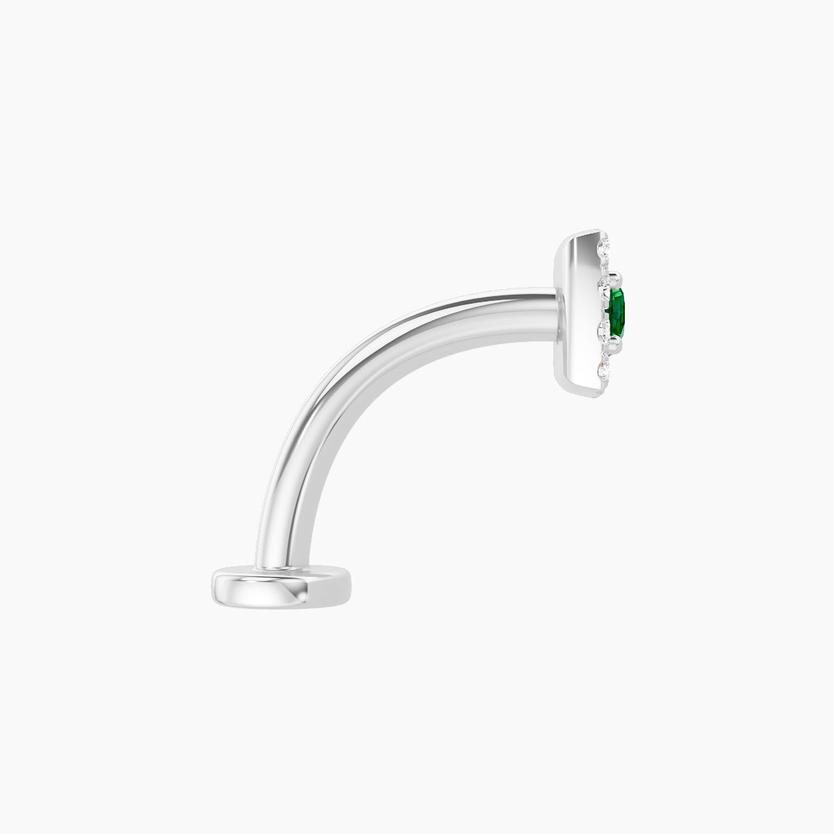 Diane | 18k White Gold 10 mm 5 mm Emerald & Diamond Floating Navel Piercing