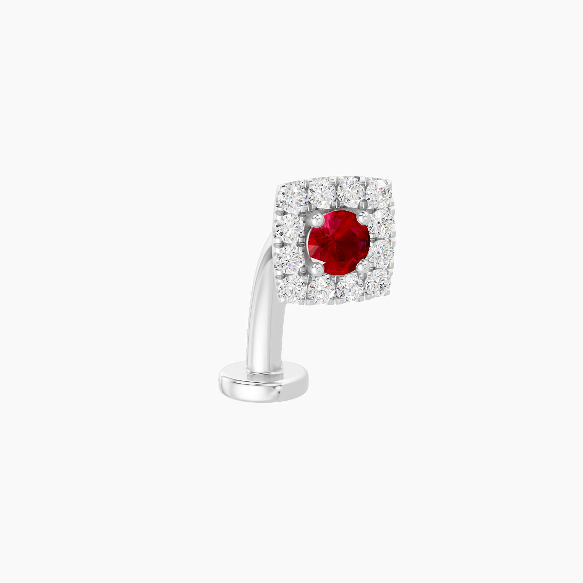 Diane | 18k White Gold 10 mm 5 mm Ruby & Diamond Floating Navel Piercing