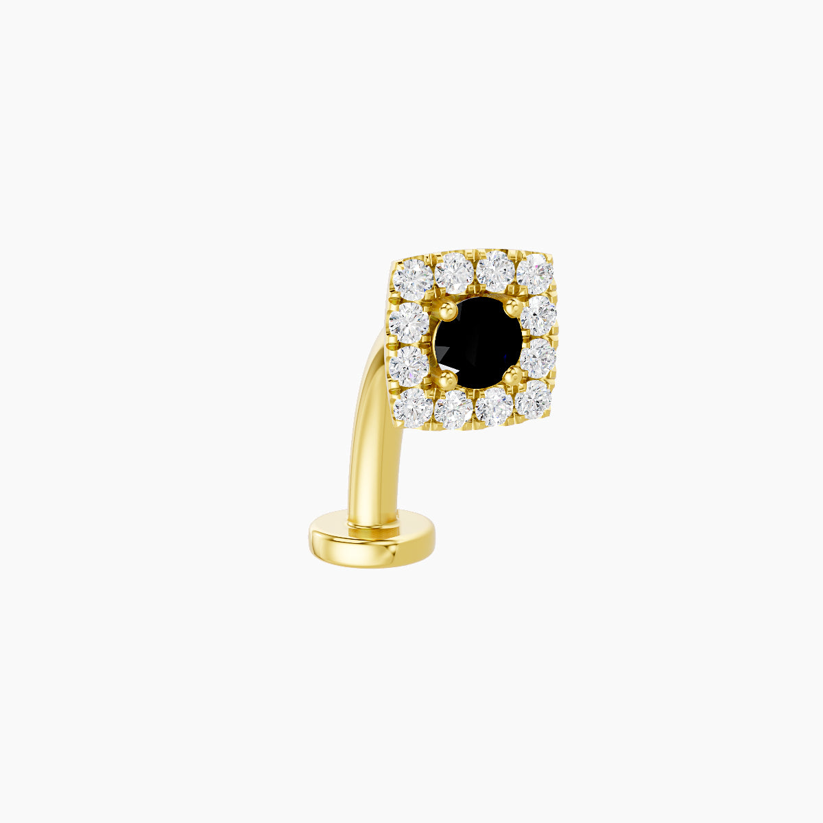Diane | 18k Yellow Gold 10 mm 5 mm Black Diamond & Diamond Floating Navel Piercing