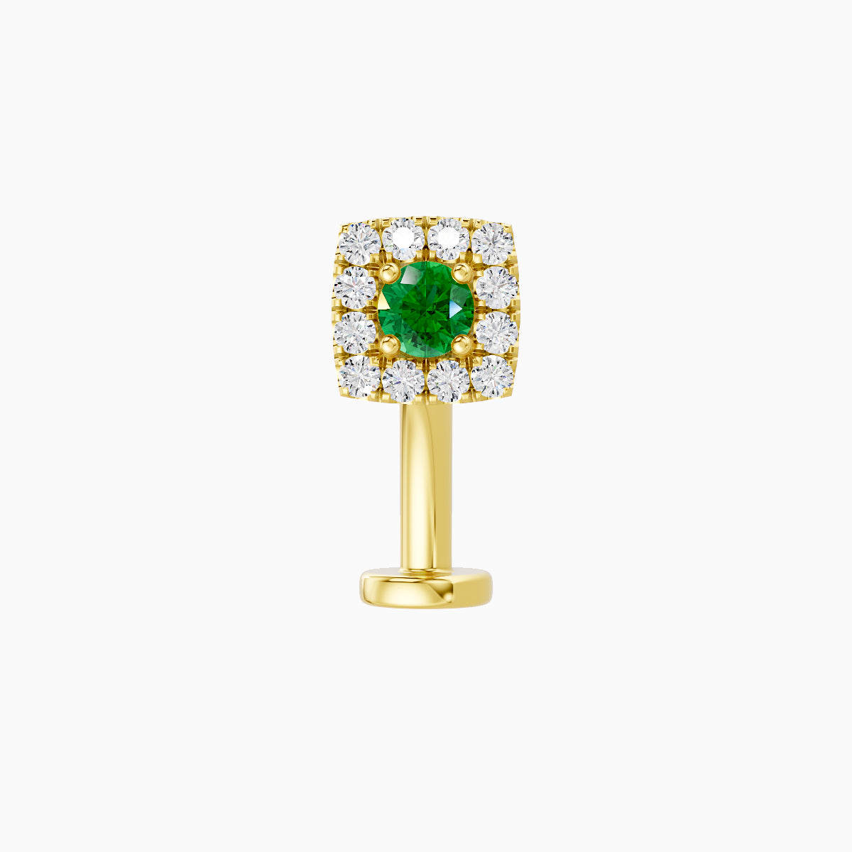 Diane | 18k Yellow Gold 10 mm 5 mm Emerald & Diamond Floating Navel Piercing
