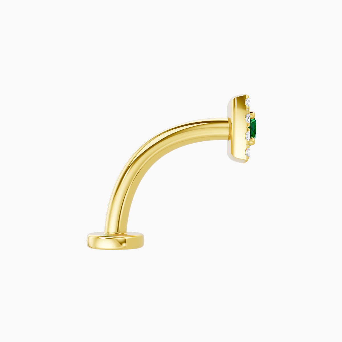 Diane | 18k Yellow Gold 10 mm 5 mm Emerald & Diamond Floating Navel Piercing