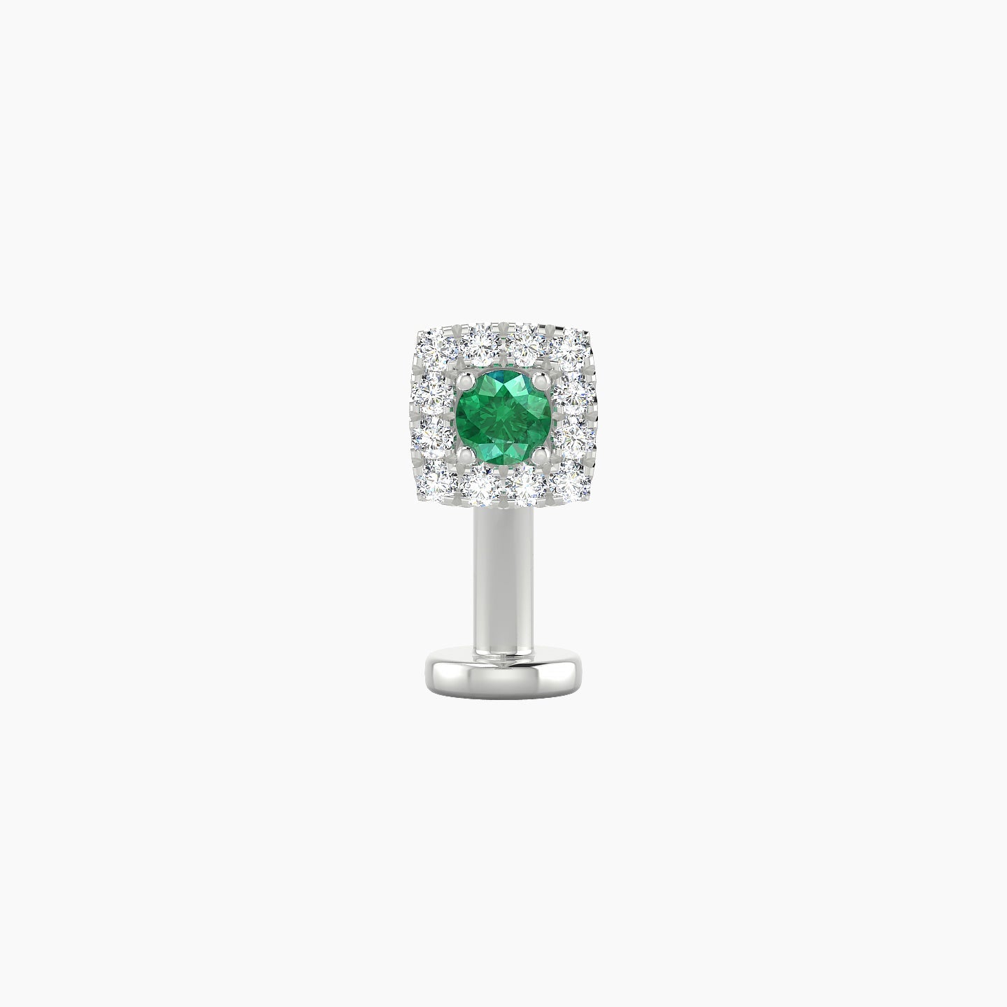 Diane | 18k White Gold 10 mm 5 mm Emerald & Diamond Floating Navel Piercing