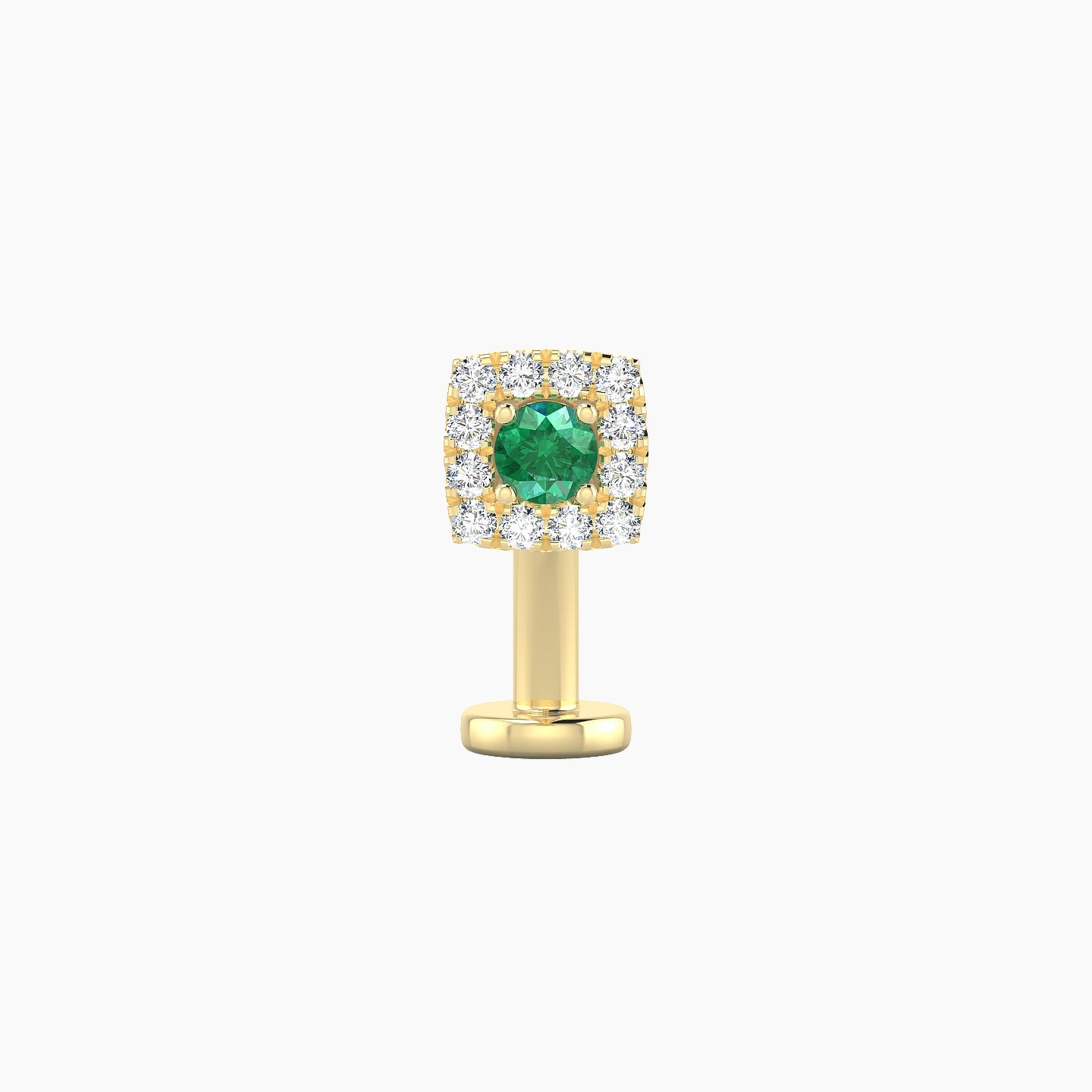 Diane | 18k Yellow Gold 10 mm 5 mm Emerald & Diamond Floating Navel Piercing