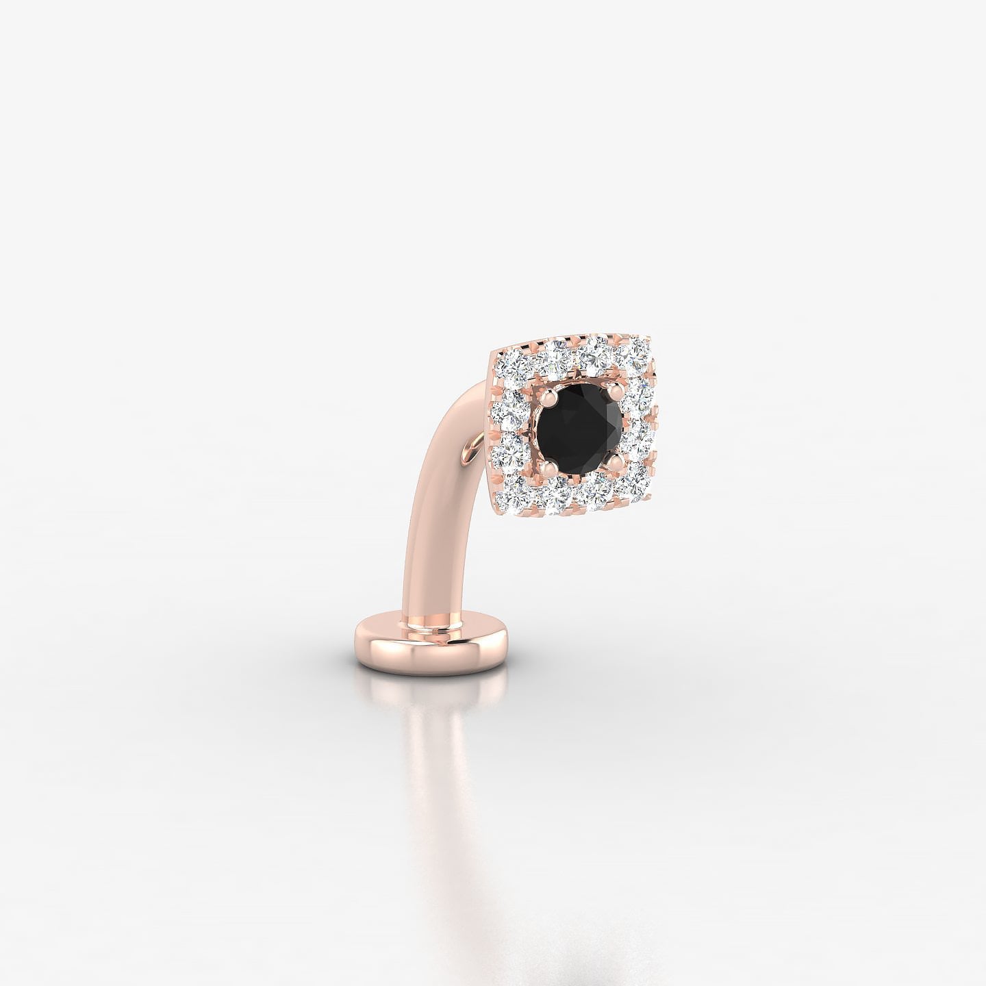 Diane | 18k Rose Gold 10 mm 5 mm Black Diamond & Diamond Floating Navel Piercing