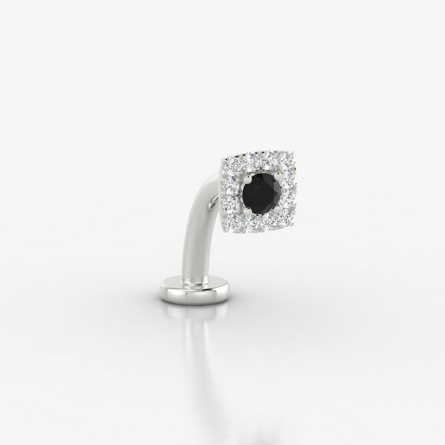 Diane | 18k White Gold 10 mm 5 mm Black Diamond & Diamond Floating Navel Piercing