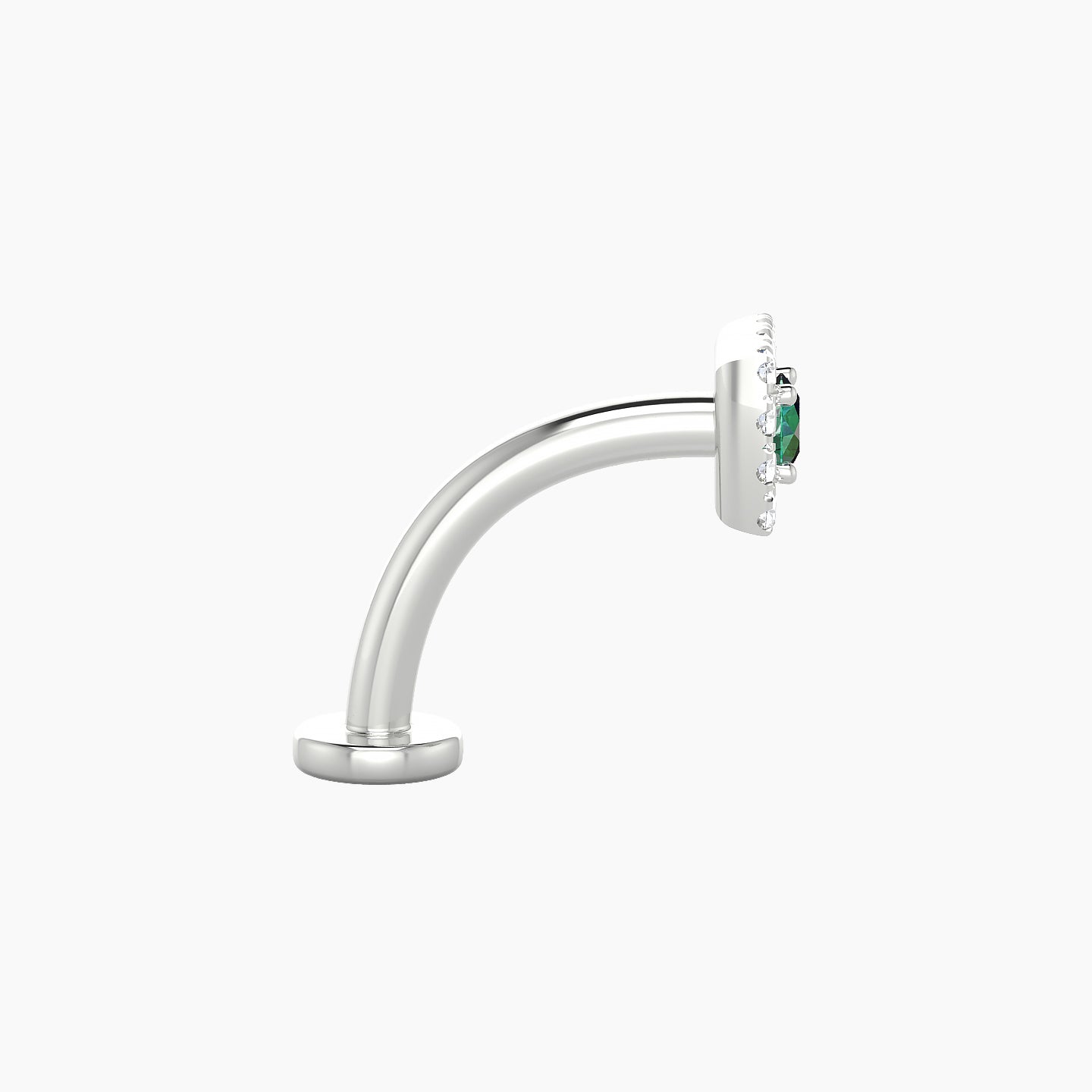 Diane | 18k White Gold 10 mm 5 mm Emerald & Diamond Floating Navel Piercing