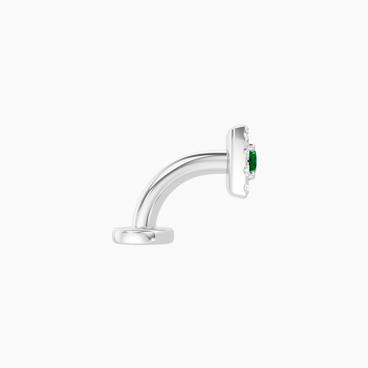 Diane | 18k White Gold 6 mm 5 mm Emerald & Diamond Floating Navel Piercing