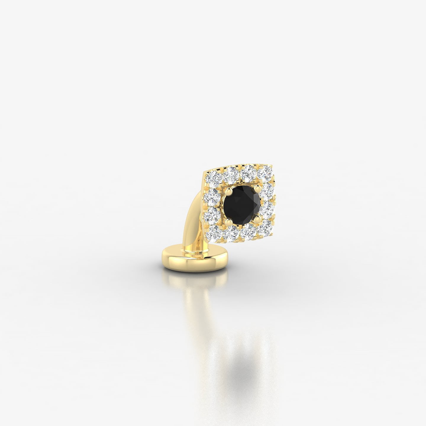Diane | 18k Yellow Gold 6 mm 5 mm Black Diamond & Diamond Floating Navel Piercing