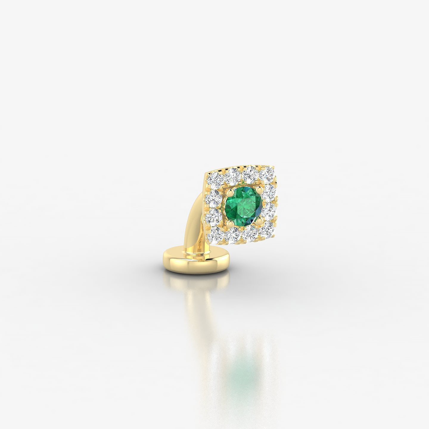 Diane | 18k Yellow Gold 6 mm 5 mm Emerald & Diamond Floating Navel Piercing