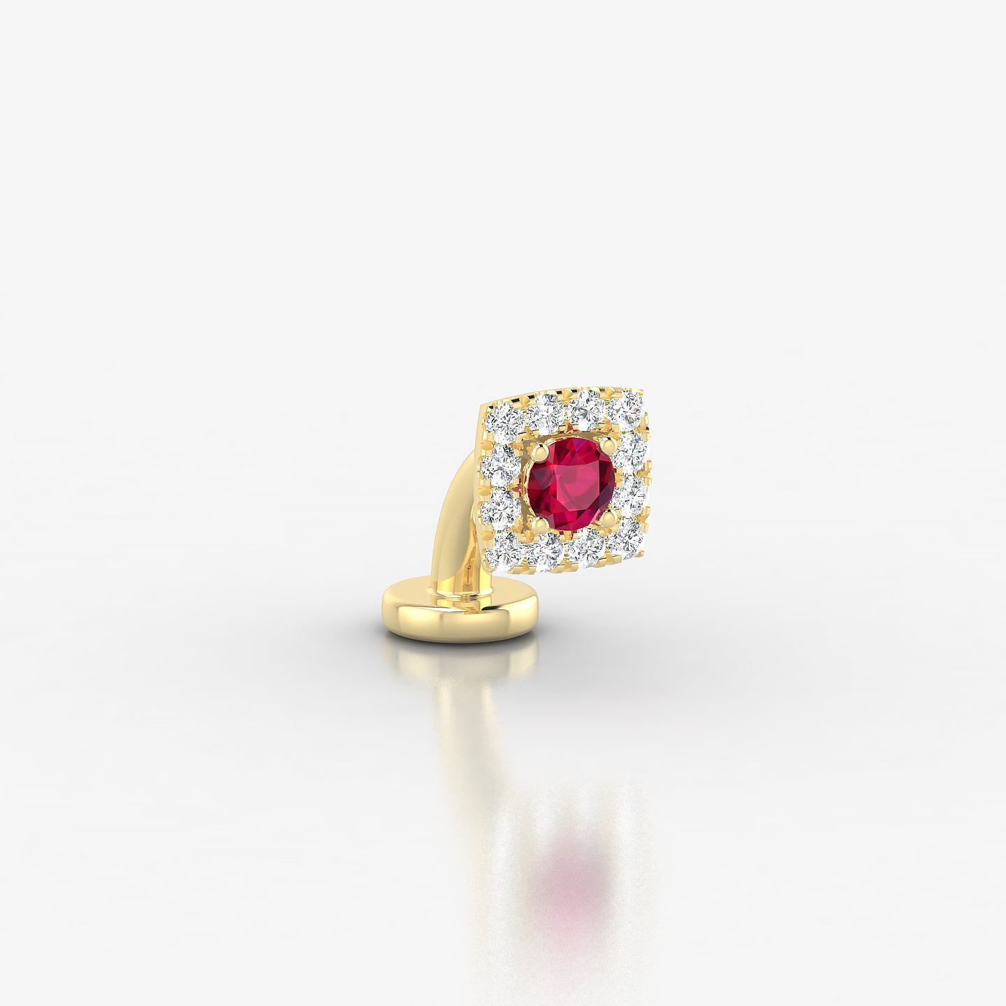 Diane | 18k Yellow Gold 6 mm 5 mm Ruby & Diamond Floating Navel Piercing